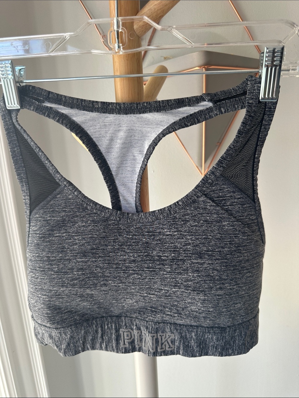 Y2K PINK Victoria's Secret Ultimate Gray Grey Racerback Sports Bra Medium